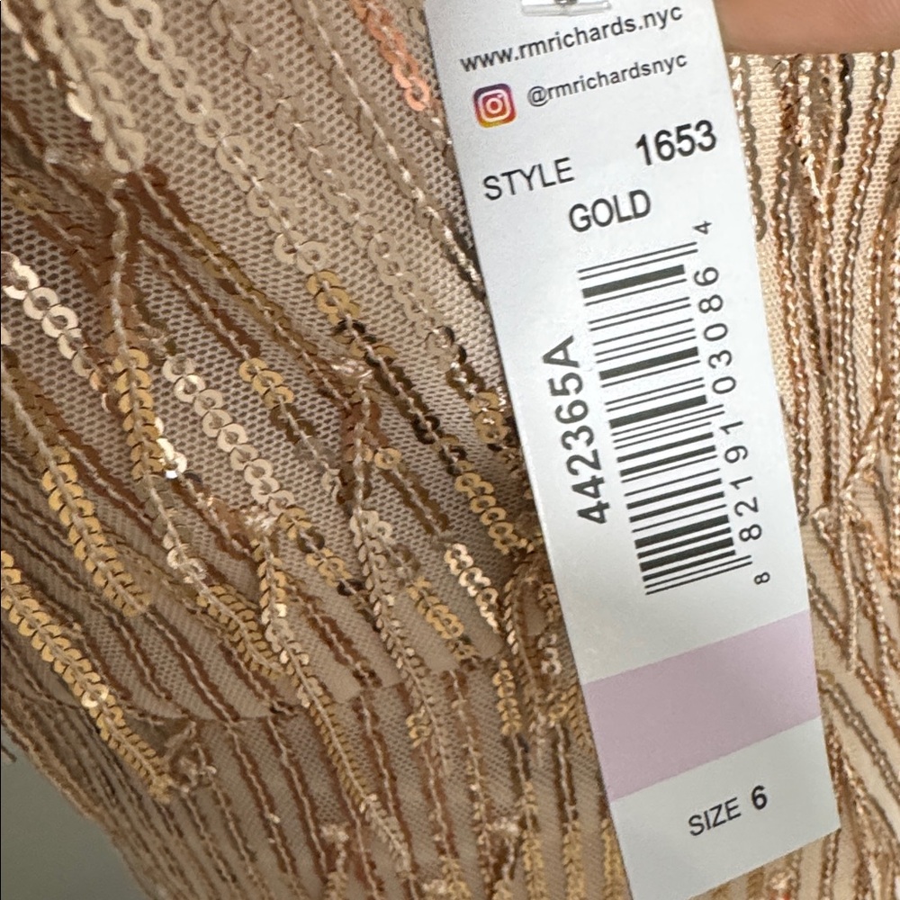 Embellished Sequin Fringe Power Mesh Dress W/Mock Halter & Elastic Waist - Picture 8 of 9
